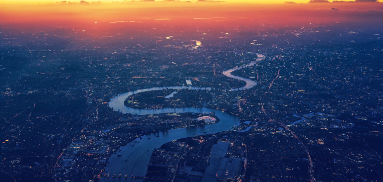 London River Thames Aerial View